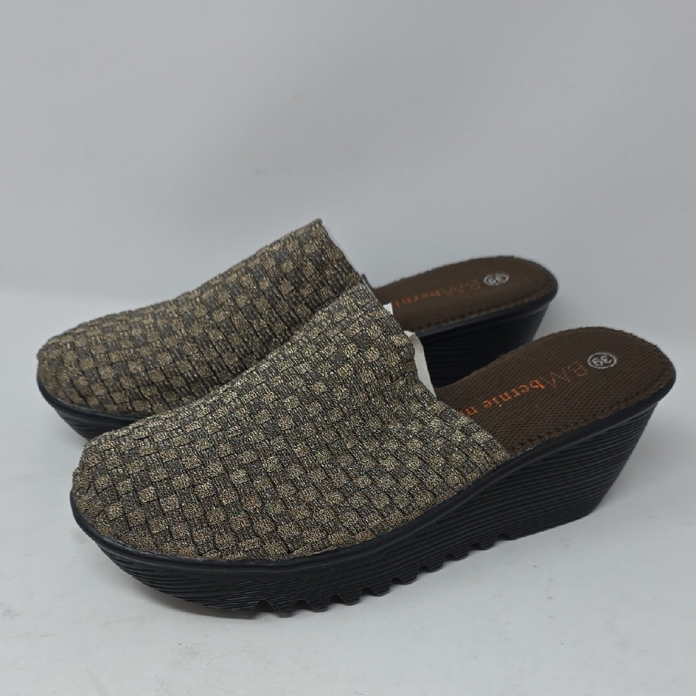bernie mev. Mule Bronze Woven Clogs
